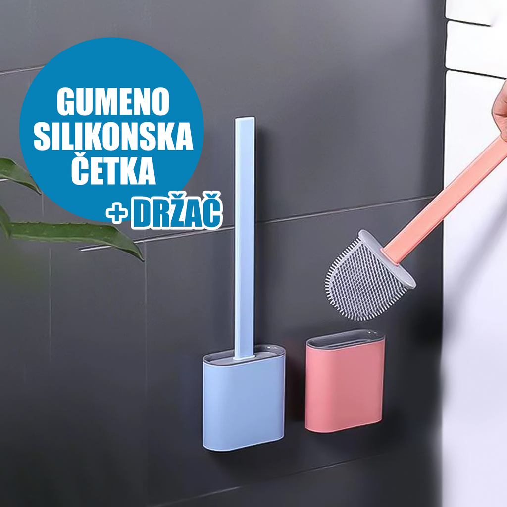 Silikonsko-gumena ergonomska četka za toalet sa držačem