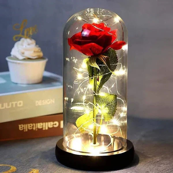 Svetleća zastakljena ruža + Električni otvarač za vino PAPAJA ROMANTIC COMBO
